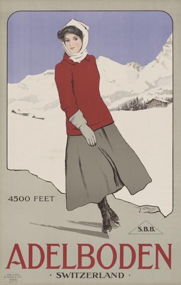Vintage Poster Adelboden Ice skater