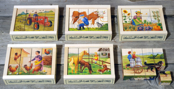 Holzwürfelpuzzle Bauernhof