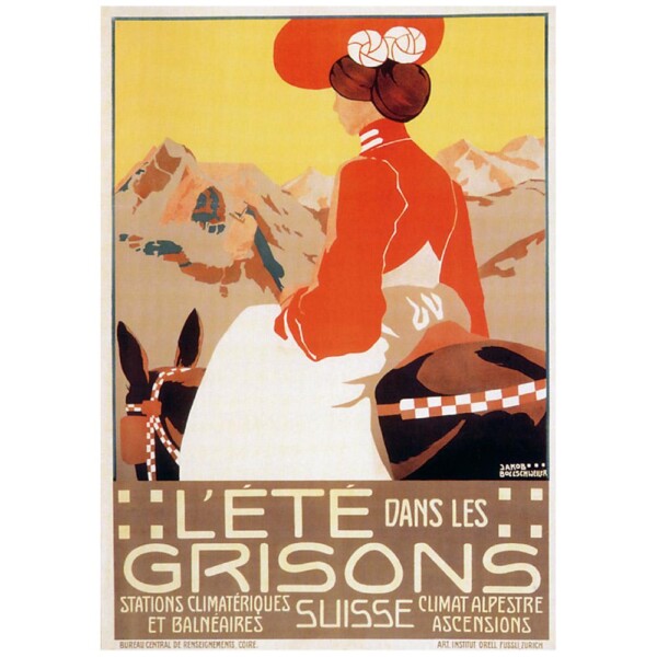 Vintage Poster L'ETE DANS Les GRISONS SUISSE 1905