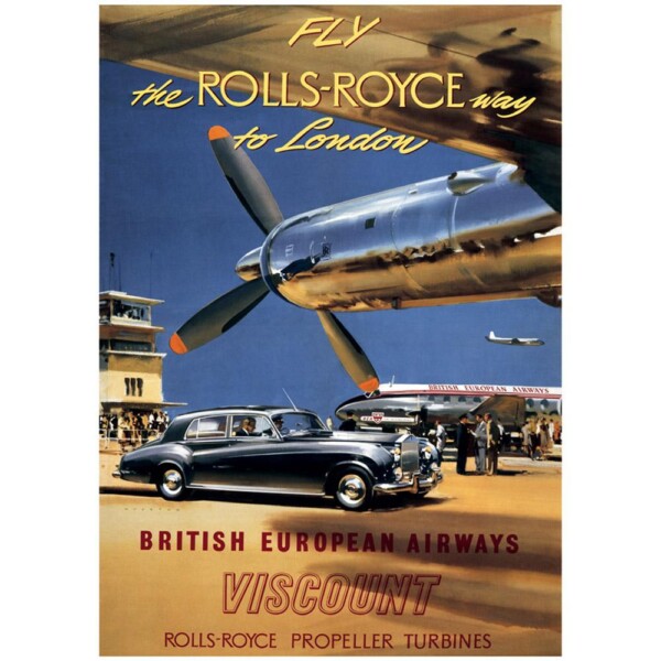Vintage Poster British Airways - BEA Fly the Rolls Royce