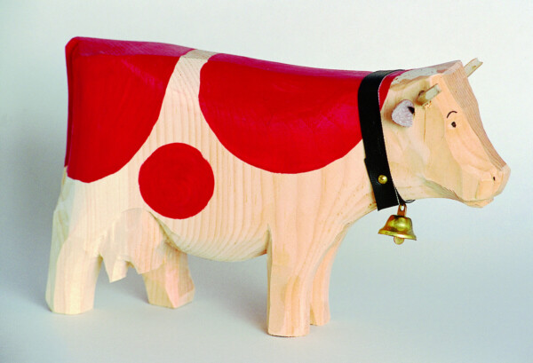 Wooden cow with leather ears